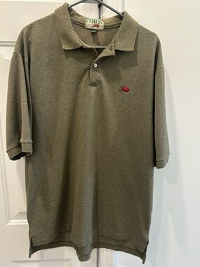Vintage Perlis USA Crawfish Embroidered Polo Shirt Olive Green Size L